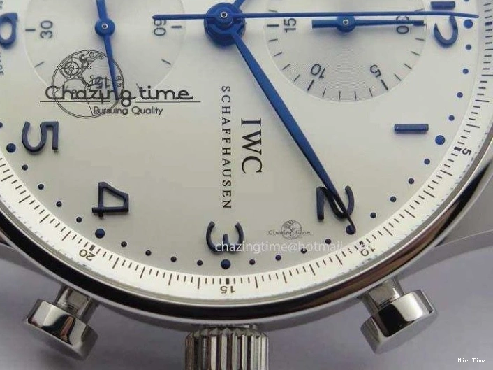 MIROTIME 0715 UrbanStyle Portuguese IW371446 ZF 1:1 Best Edition SS White Dial Blue Markers On Blue Leather Strap  A79350 V 7270